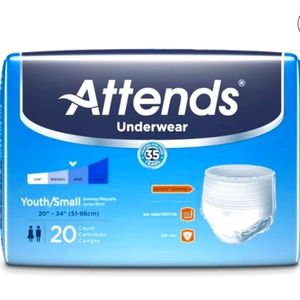 4 Packs of 20 Attends Advanced Disposable Pull On Underwear Sz Youth/Small